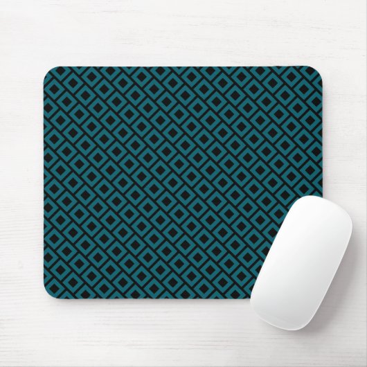 Modern Geometric Diamond Pattern in Deep Teal マウスパッド (マウス)
