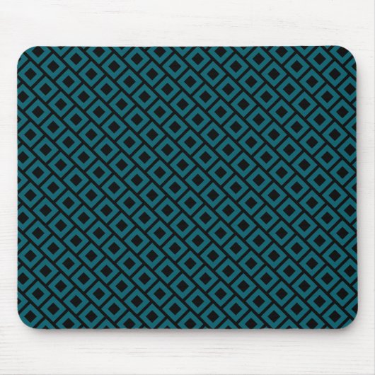 Modern Geometric Diamond Pattern in Deep Teal マウスパッド (正面)