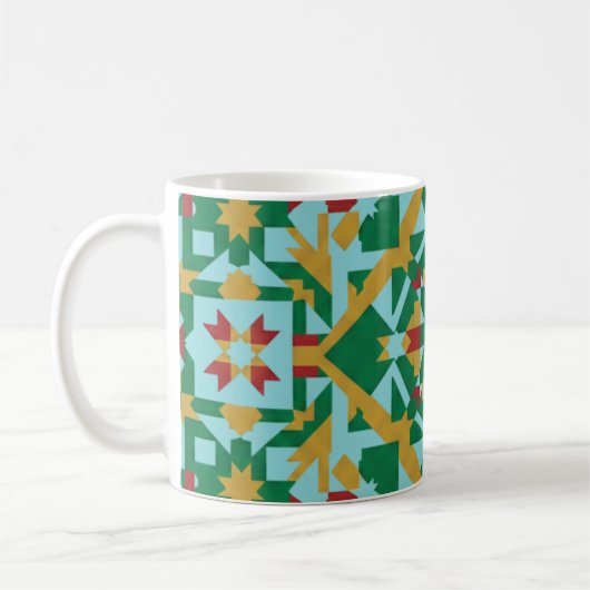 Modern Geometric Earth Tones Pattern Ceramic Coffe コーヒーマグカップ (左)