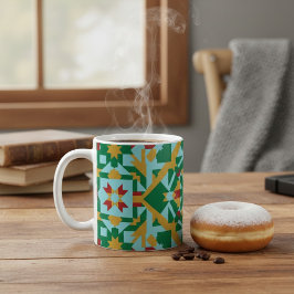 Modern Geometric Earth Tones Pattern Ceramic Coffe コーヒーマグカップ