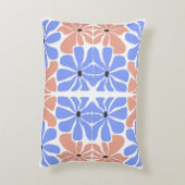 Modern Geometric Floral - Blue & Peach Pattern  アクセントクッション (裏面(縦))