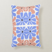 Modern Geometric Floral - Blue & Peach Pattern  アクセントクッション (正面(垂直))