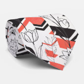 Modern Geometric Floral Contrast ネクタイ (ロール)