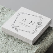 Modern Geometric Floral Monogram Wedding Napkins スタンダードカクテルナプキン