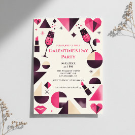 Modern Geometric Galentine's Invitation 招待状