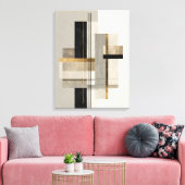 Modern Geometric Gold Abstract Art キャンバスプリント (インサイチュ (リビング))