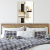 Modern Geometric Gold Abstract Art キャンバスプリント (インサイチュ (寝室))