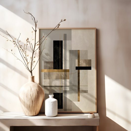 Modern Geometric Gold Abstract Art キャンバスプリント