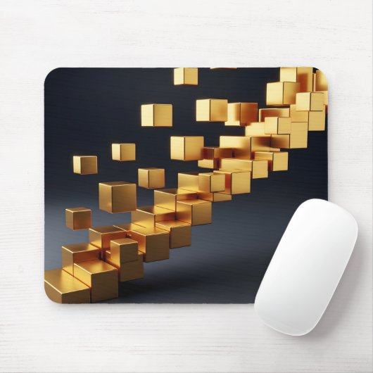 Modern Geometric Gold Cubes Growth Concept マウスパッド (マウス)