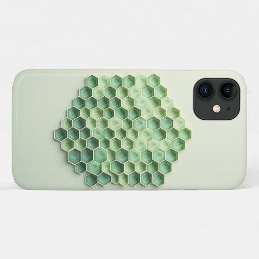 Modern Geometric Green Honeycomb Pattern - 3D Hexa Case-Mate iPhoneケース (裏面(横))