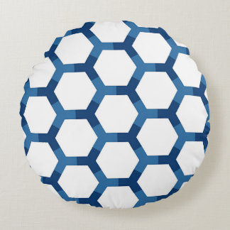 Modern Geometric Hexagon Pattern ラウンドクッション