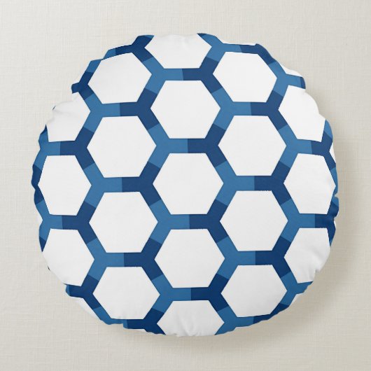 Modern Geometric Hexagon Pattern ラウンドクッション (正面)