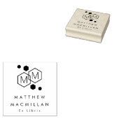 Modern geometric hexagons monogram library book ラバースタンプ (押印)