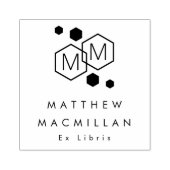 Modern geometric hexagons monogram library book ラバースタンプ (インプリント)