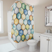 Modern Geometric Honeycomb シャワーカーテン (インサイチュ)
