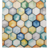 Modern Geometric Honeycomb シャワーカーテン (正面)