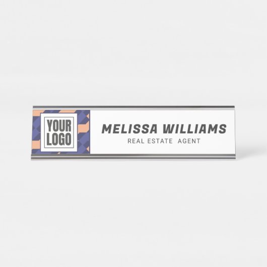 Modern Geometric Interlocking Pattern  デスクネームプレート (正面)