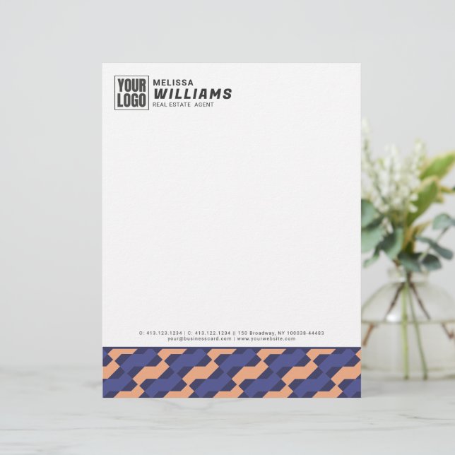 Modern Geometric Interlocking Pattern Letterhead レターヘッド (スタンド正面)
