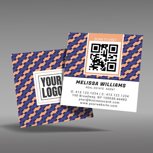 Modern Geometric Interlocking Pattern Square  スクエア名刺