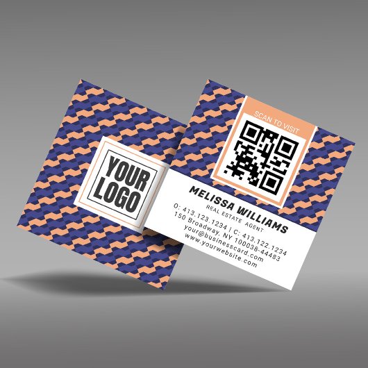 Modern Geometric Interlocking Pattern Square  スクエア名刺