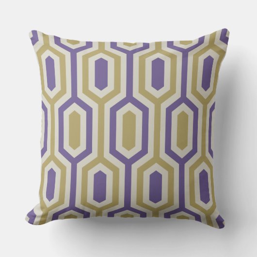 Modern Geometric Lavender & Gold Throw Pillow クッション (正面)
