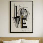 Modern Geometric LOVE Typography Abstract Art ポスター