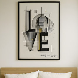 Modern Geometric LOVE Typography Abstract Art ポスター