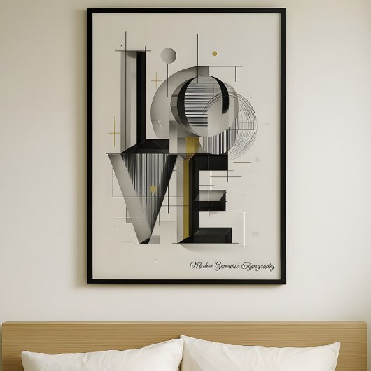 Modern Geometric LOVE Typography Abstract Art ポスター