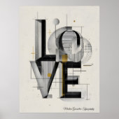 Modern Geometric LOVE Typography Abstract Art ポスター (正面)