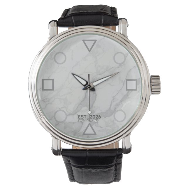 Modern Geometric Marble Personalized Watch 腕時計 (正面)