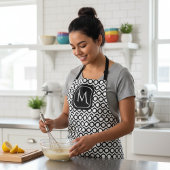 Modern Geometric Monogram Black White エプロン