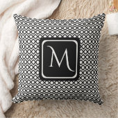 Modern Geometric Monogram Black White クッション (ブランケット)