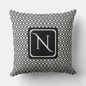 Modern Geometric Monogram Black White クッション (裏面)