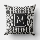 Modern Geometric Monogram Black White クッション (正面)