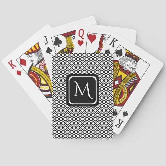 Modern Geometric Monogram Black White トランプ (裏面)
