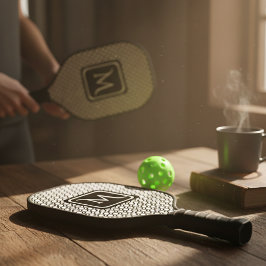 Modern Geometric Monogram Black White ピックルボールラケット