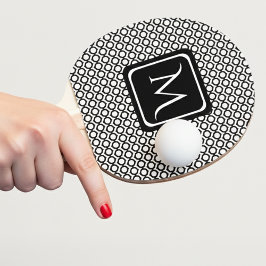 Modern Geometric Monogram Black White 卓球ラケット