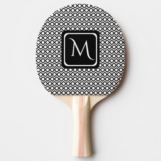 Modern Geometric Monogram Black White 卓球ラケット (正面)