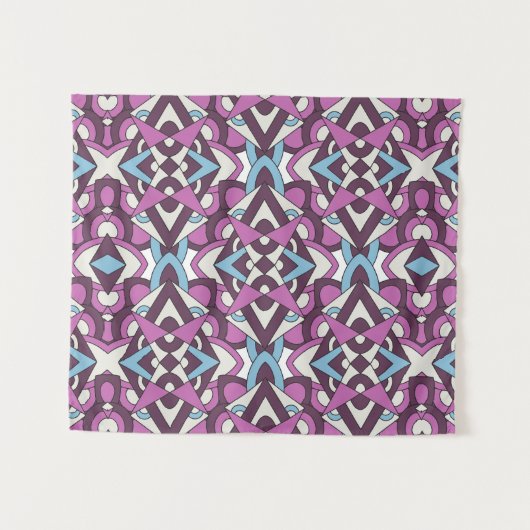 Modern Geometric Mosaic – Abstract Color Pattern タペストリー (正面(横))