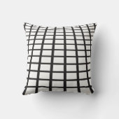 Modern Geometric Pattern Grid dark gray and white クッション (裏面)