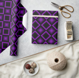 Modern Geometric Pattern Purple and Black Birthday ラッピングペーパー