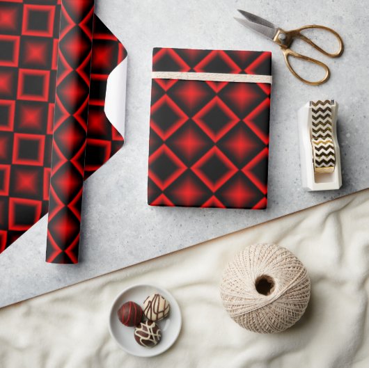 Modern Geometric Pattern Red and Black Birthday ラッピングペーパー (クラフト)