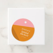 Modern Geometric Pink Orange Custom Bridal Shower  フェイバータグ (インサイチュ)