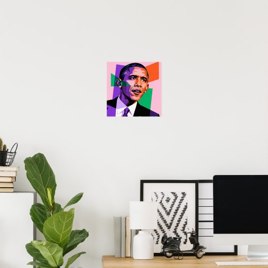 Modern Geometric Portrait of Barack Obama ポスター (ホームオフィス)