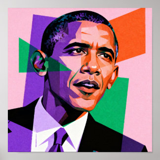 Modern Geometric Portrait of Barack Obama ポスター