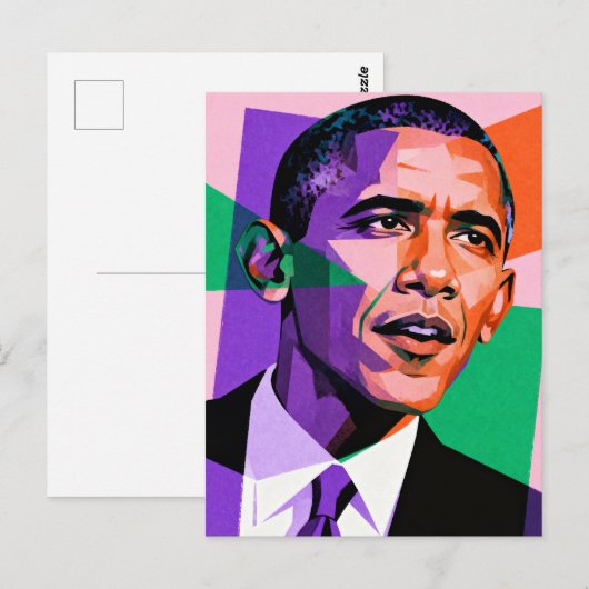 Modern Geometric Portrait of Barack Obama ポストカード (正面/裏面)