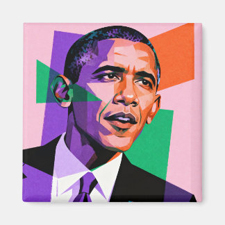Modern Geometric Portrait of Barack Obama マグネット