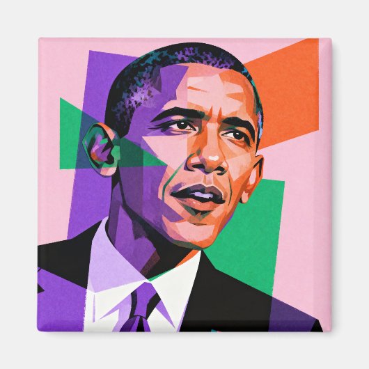 Modern Geometric Portrait of Barack Obama マグネット (正面)