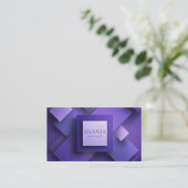 Modern Geometric Purple Glitter Textured Square 名刺 (スタンド正面)