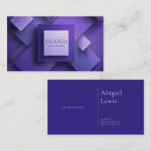 Modern Geometric Purple Glitter Textured Square 名刺 (正面/裏面)